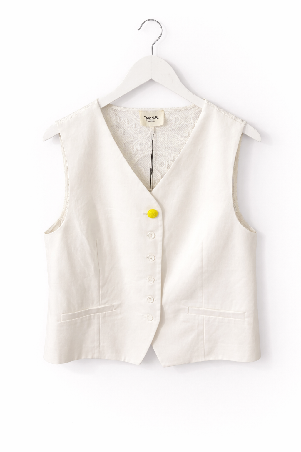 White Gilet vest with Lack back