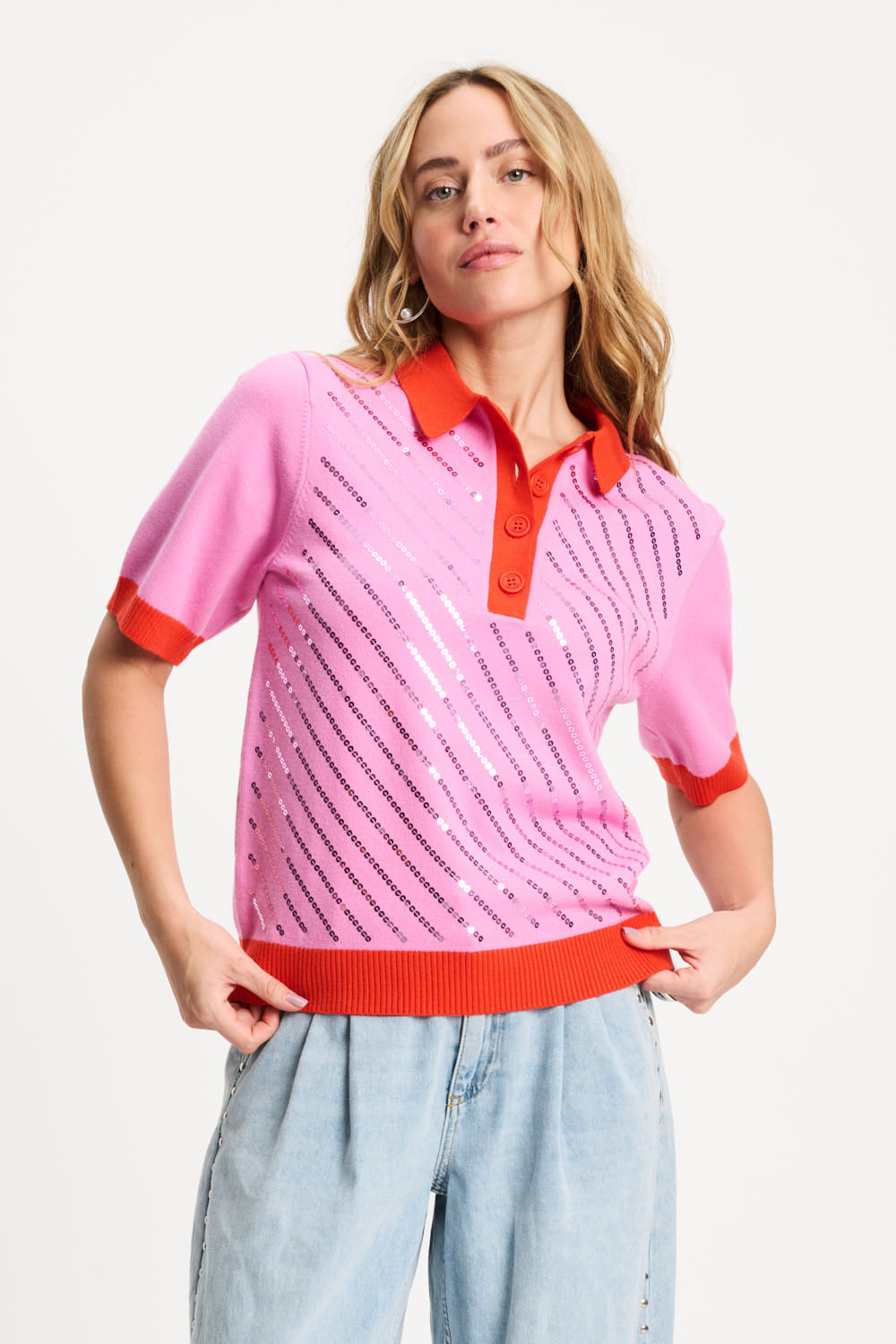 Pom Amsterdam TOP - Polo Sequins Cheering Pink