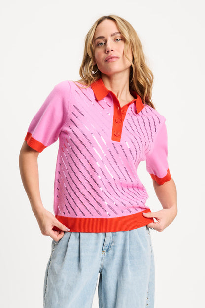 Pom Amsterdam TOP - Polo Sequins Cheering Pink