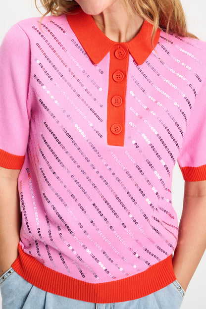 Pom Amsterdam TOP - Polo Sequins Cheering Pink