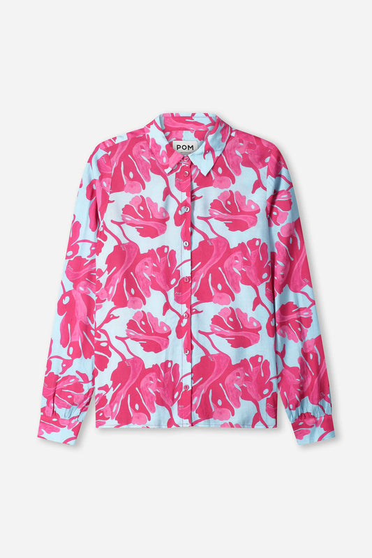 Pom Amsterdam BLOUSE - Mila Urban Flora Blue