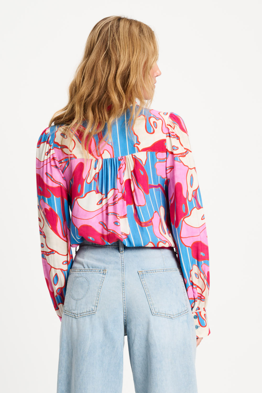 Pom Amsterdam BLOUSE - Urban Flora Stripe