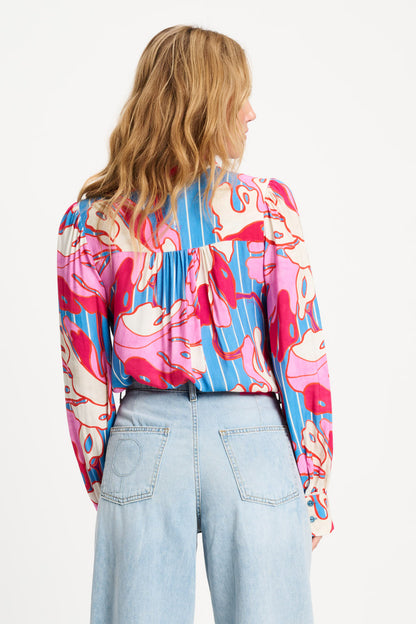 Pom Amsterdam BLOUSE - Urban Flora Stripe