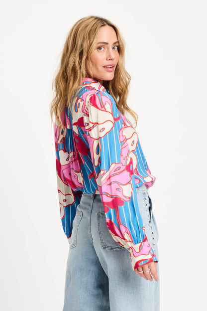 Pom Amsterdam BLOUSE - Urban Flora Stripe