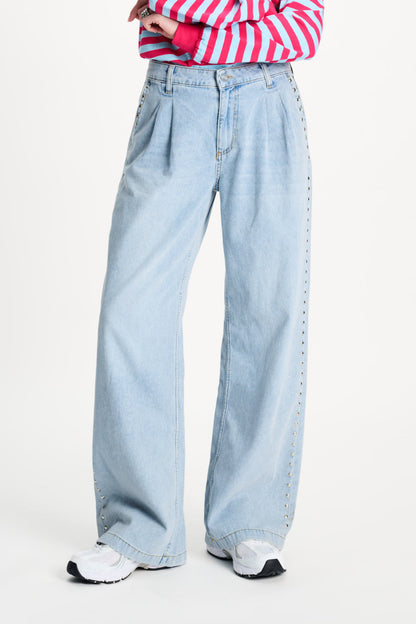 Pom Amsterdam JEANS - Denim Mid Blue Studs