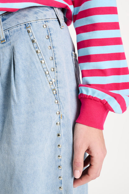 Pom Amsterdam JEANS - Denim Mid Blue Studs