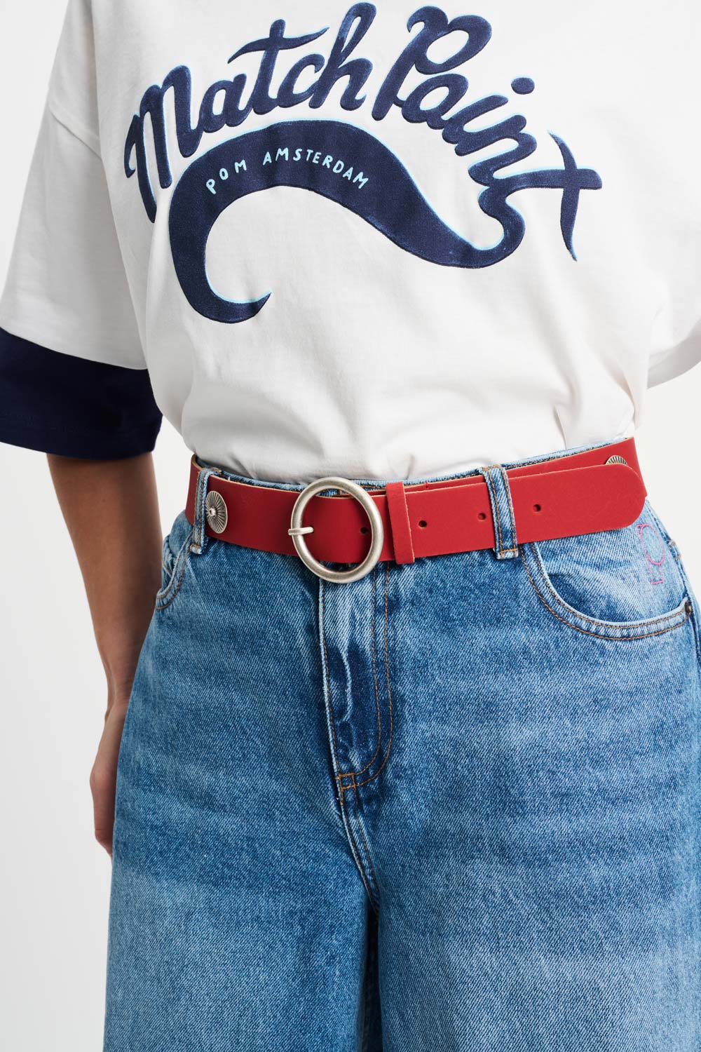 Pom Amsterdam BELT - Studs Bloom Red