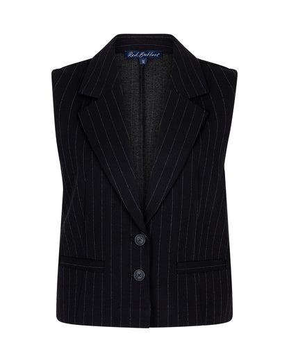 Red Button Waistcoat Punta Pinstripe Black