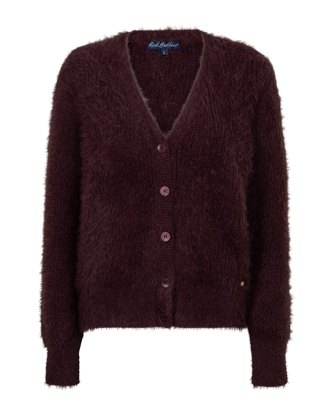 Red Button Cardigan Burgundy