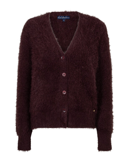Red Button Cardigan Burgundy