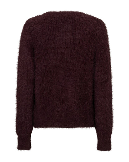 Red Button Cardigan Burgundy