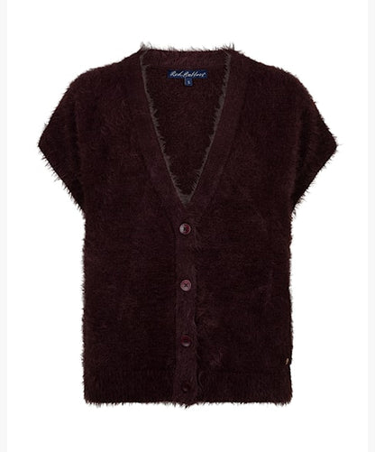 Red Button Sleeveless Fuzzy Top