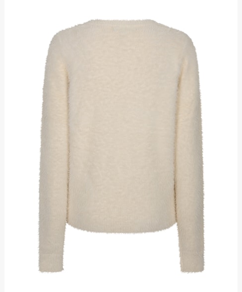 Red Button Fuzzy Cream Top