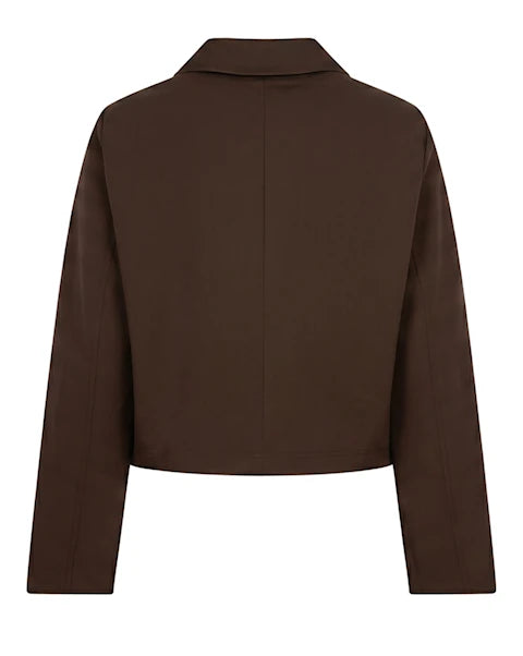 Red Button Jacket & fur collar Brown