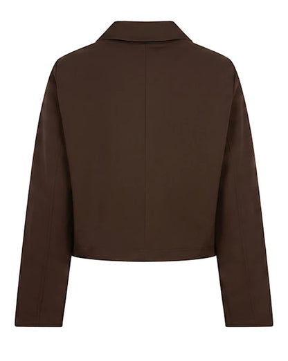 Red Button Jacket & fur collar Brown