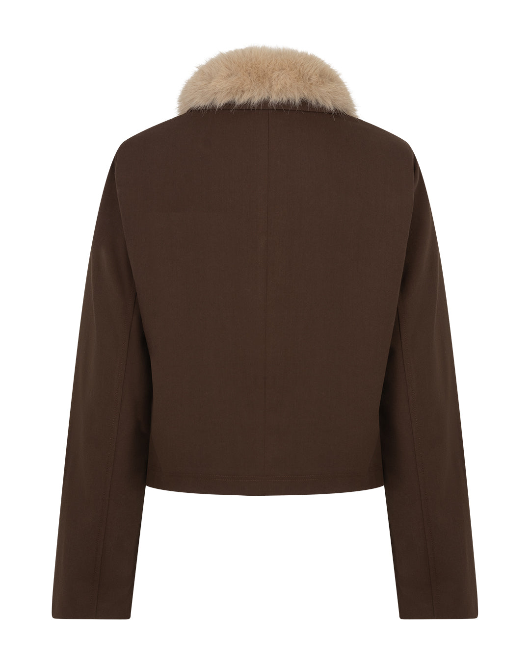 Red Button Jacket & fur collar Brown
