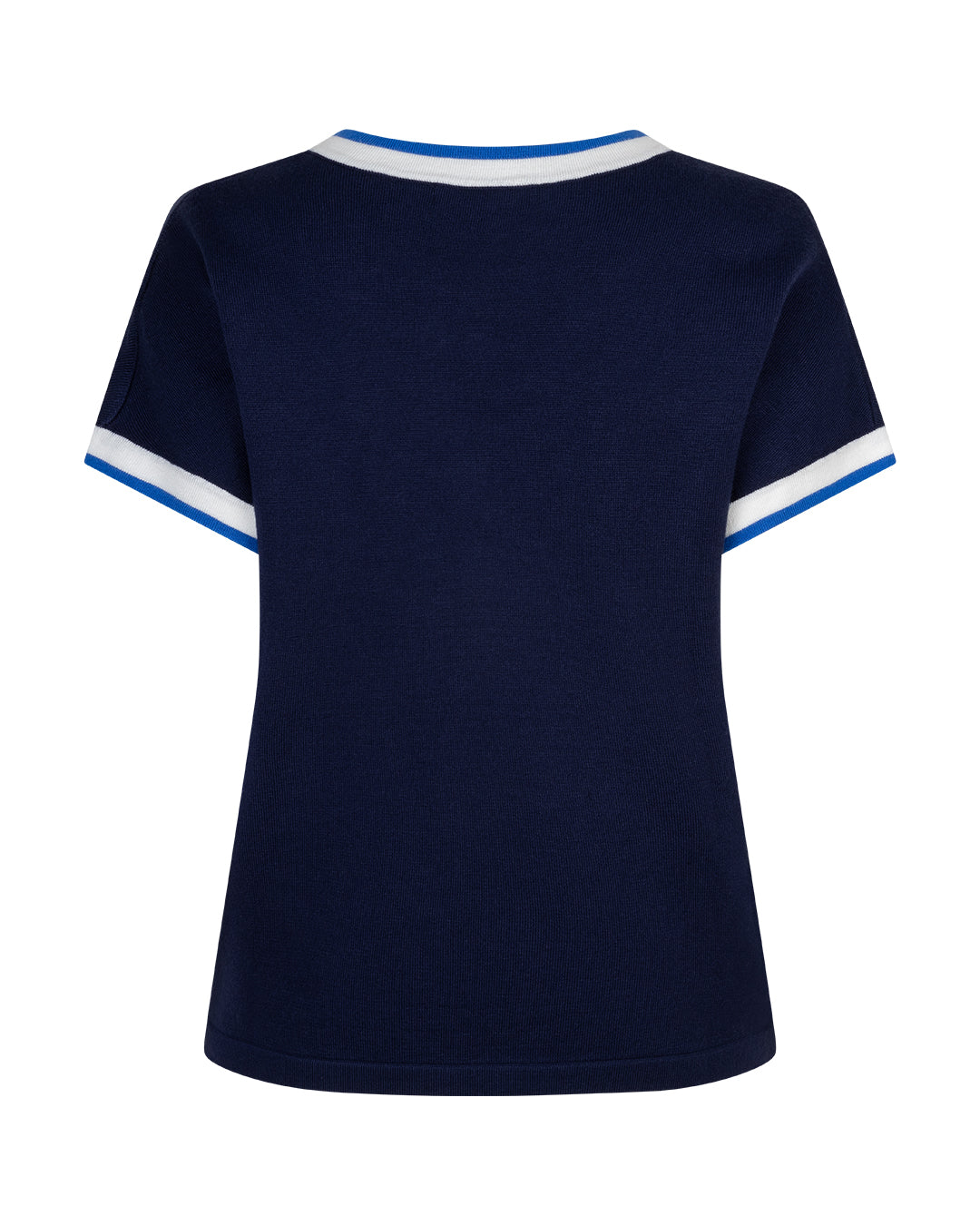 Red Button Jerry V-Neck Striped Rib