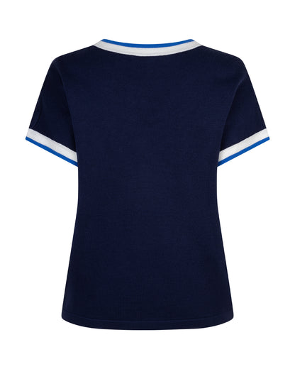 Red Button Jerry V-Neck Striped Rib