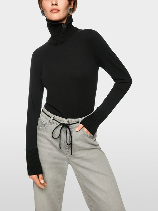 Marccain Top With Knit Collar BLACK