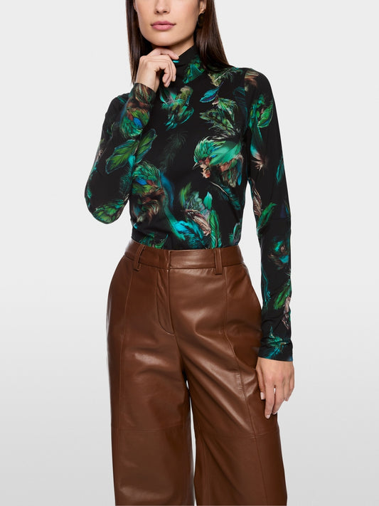 Marccain Stretch Shirt with Feather Print
