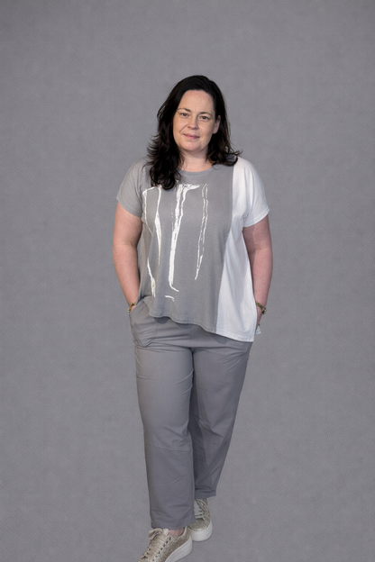 Naya Print Top with Angled Hem