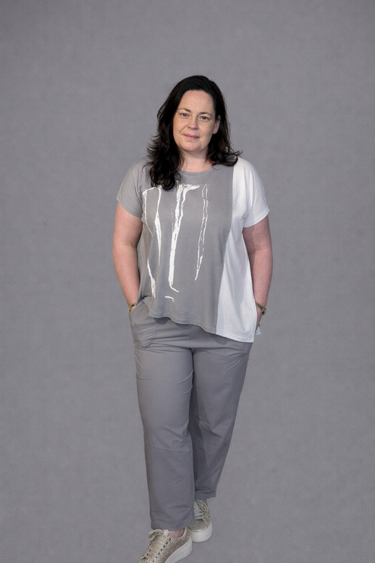 Naya Print Top with Angled Hem