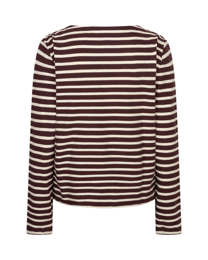 Red Button Terry Stripe Top