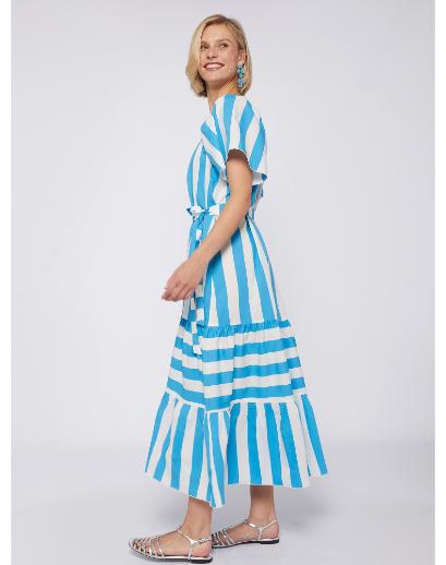 Vilagallo Palmira Dress with Turquoise Stripe