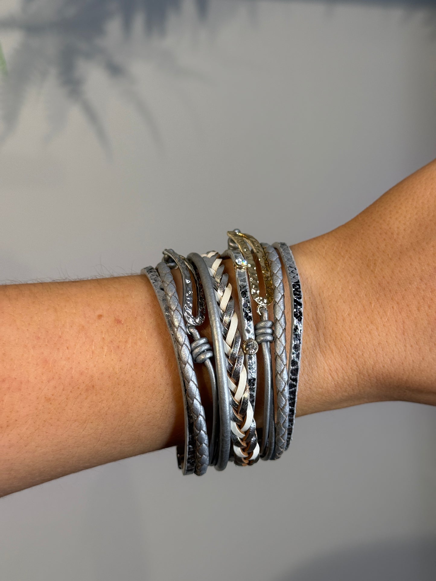 Corona Silver Leather Bracelet GREY