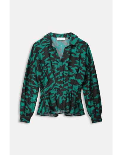 Pom Amsterdam Blouse Camo Teal Green Sp8027