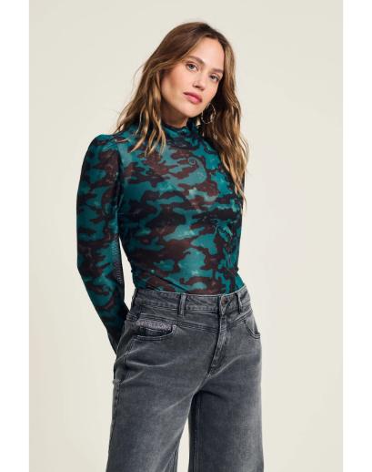 Pom Amsterdam Turtleneck Camo Teal Green Sp8019