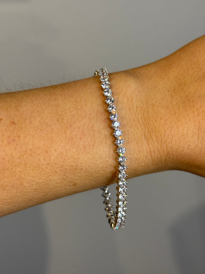 Silver Tennis Bracelet with Swarovski Crystals