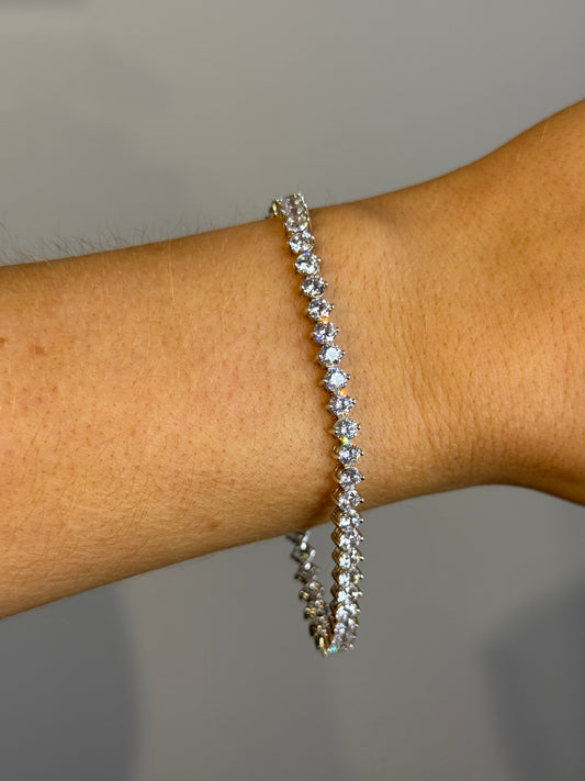 Silver Tennis Bracelet with Swarovski Crystals