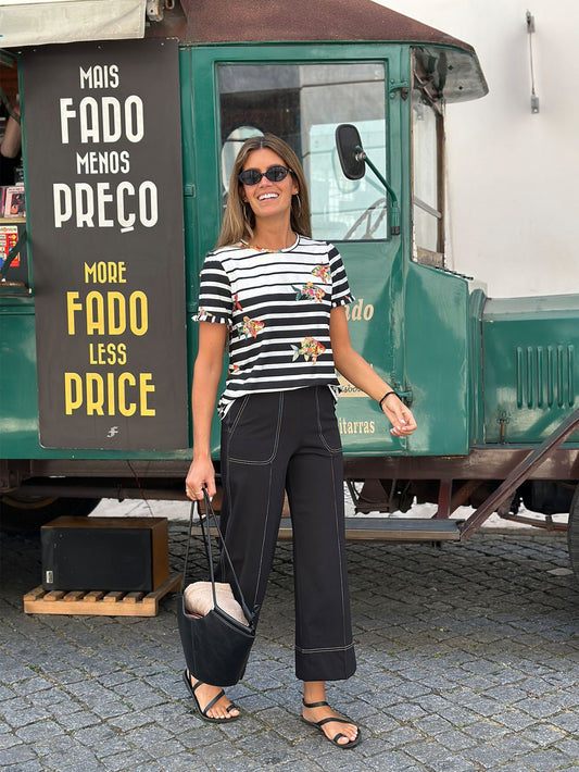 Vilagallo  Wide Leg Black Trousers